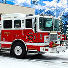 winter firefighters truck